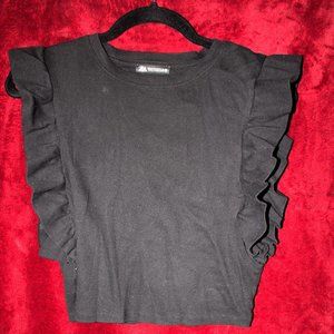 Zara Knit Top with Ruffle Sleeves